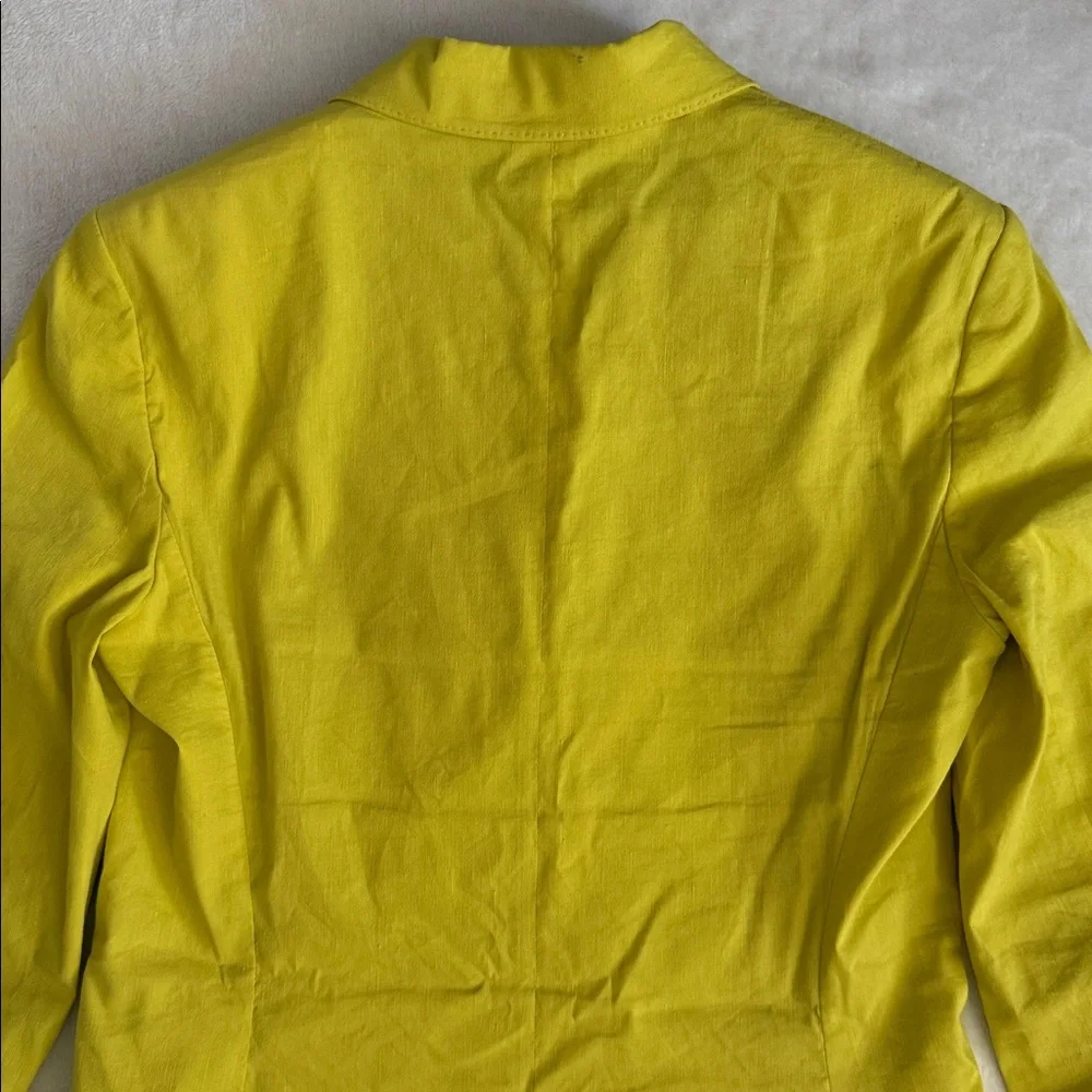 Theory | Linen Double Breasted Tailor Jacket Bright Lime Eco Crunch Wash $535 - Picture 11 of 16